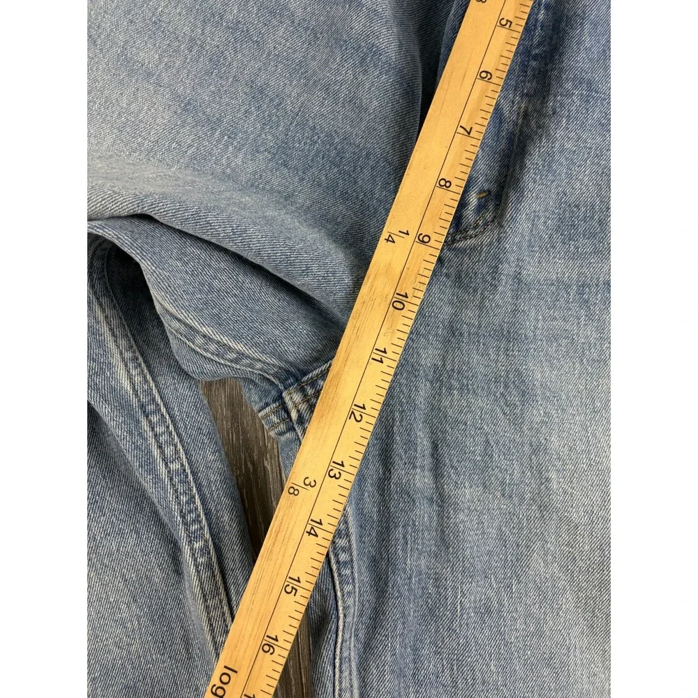 Abercrombie & Fitch 90s Straight Jeans 32/14 Side Slit Light Wash Blue Womens